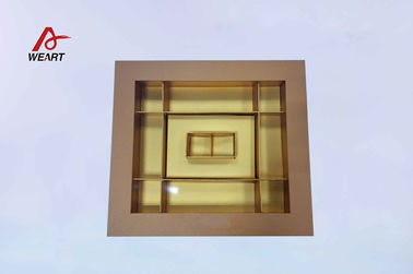 China Mehrfachverbindungsstelle stationiert Champagne-Goldfarbpapier-Schmuckkästchen mit Haustier-Fenster, FSC/SGS fournisseur