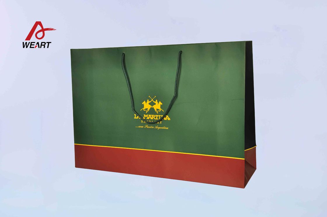 Special Customized Paper Bags Blue Color Embossed Logo With Blue Handle