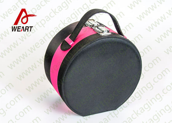 Schwarz-u. Rosa-runder kosmetischer Papierkasten-Make-uporganisator mit Durchmesser des Spiegel-25cm